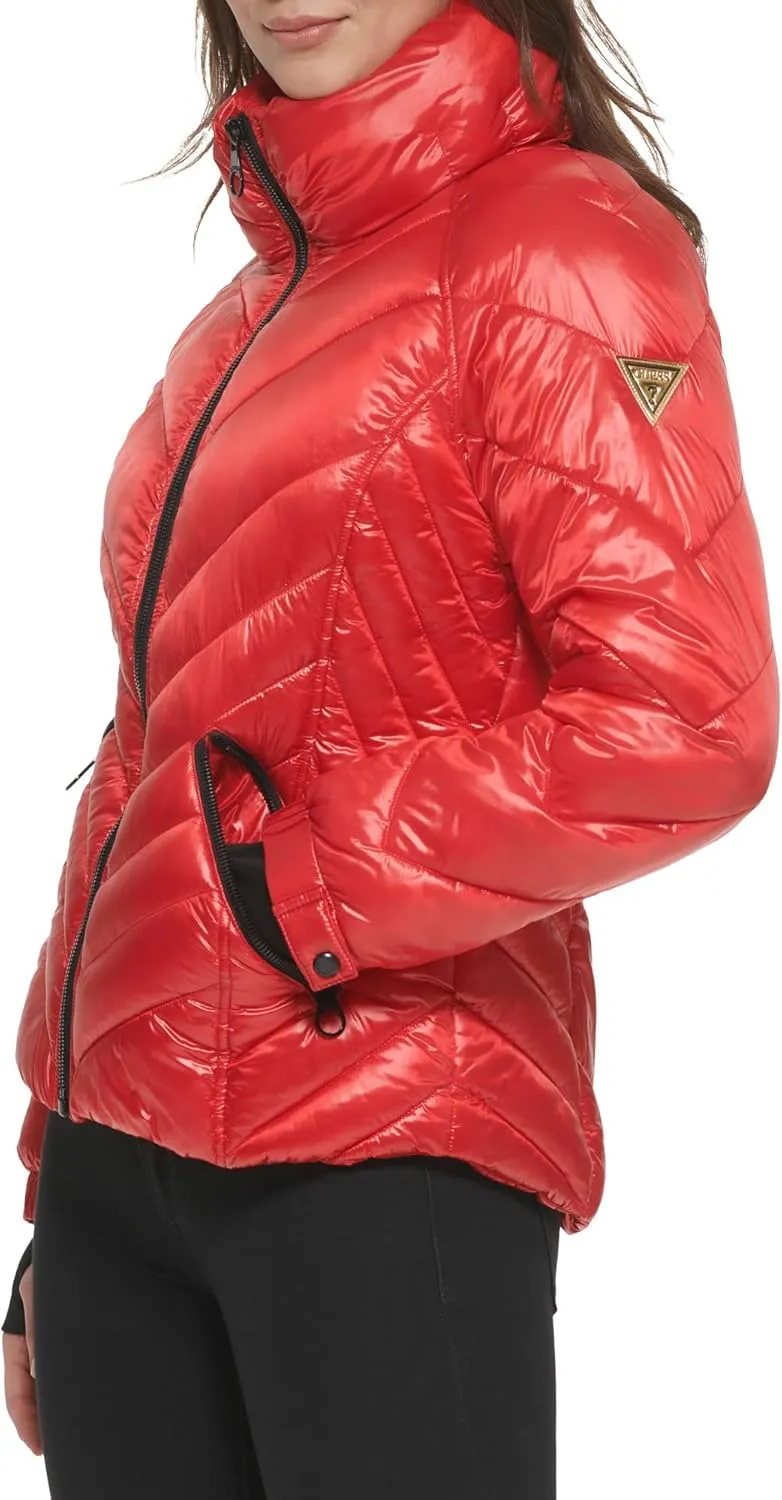 GUESS Women's Puffer Storm Cuffs Quilted, Transitional Jacket