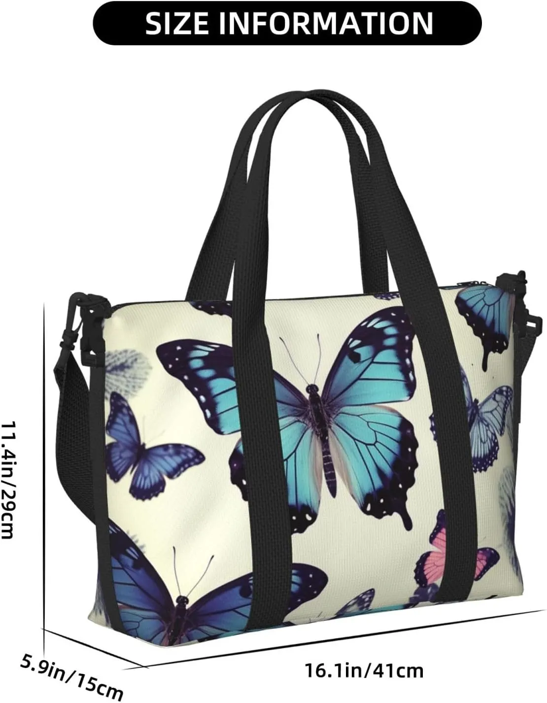 Gym Bags Small Beautiful Butterfly Duffel Bag Overnight Bag with Shoe Compartment Carryon Bag for Men Women