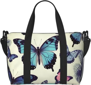 Gym Bags Small Beautiful Butterfly Duffel Bag Overnight Bag with Shoe Compartment Carryon Bag for Men Women