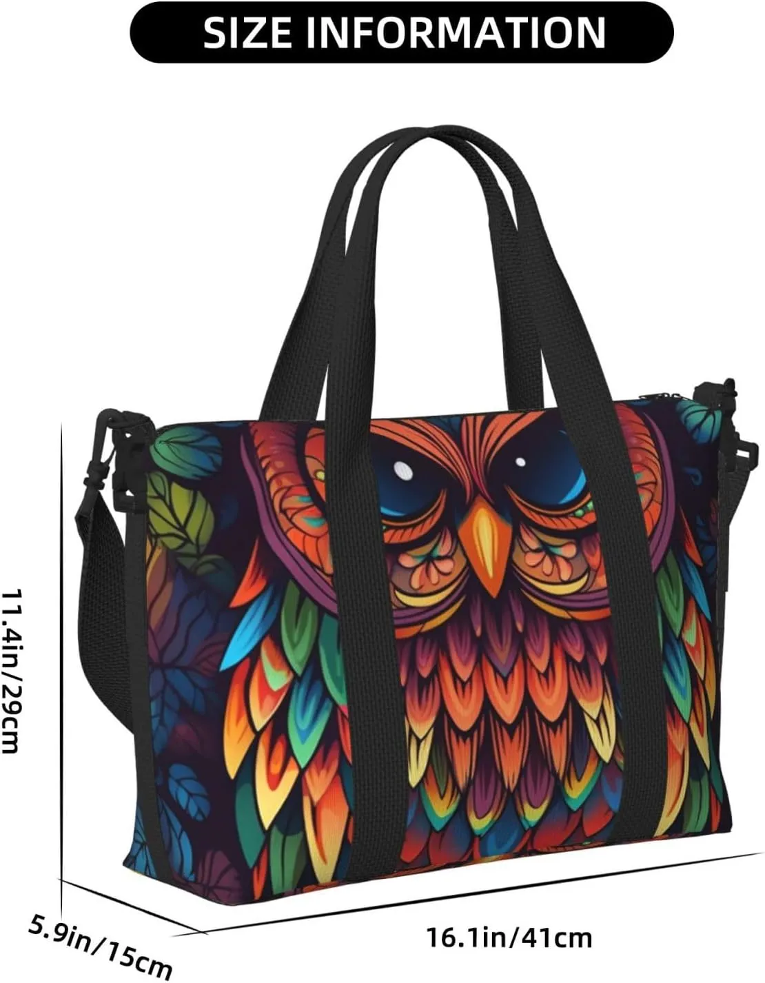 Gym Bags Small Color owl pattern Duffel Bag Overnight Bag with Shoe Compartment Carryon Bag for Men Women