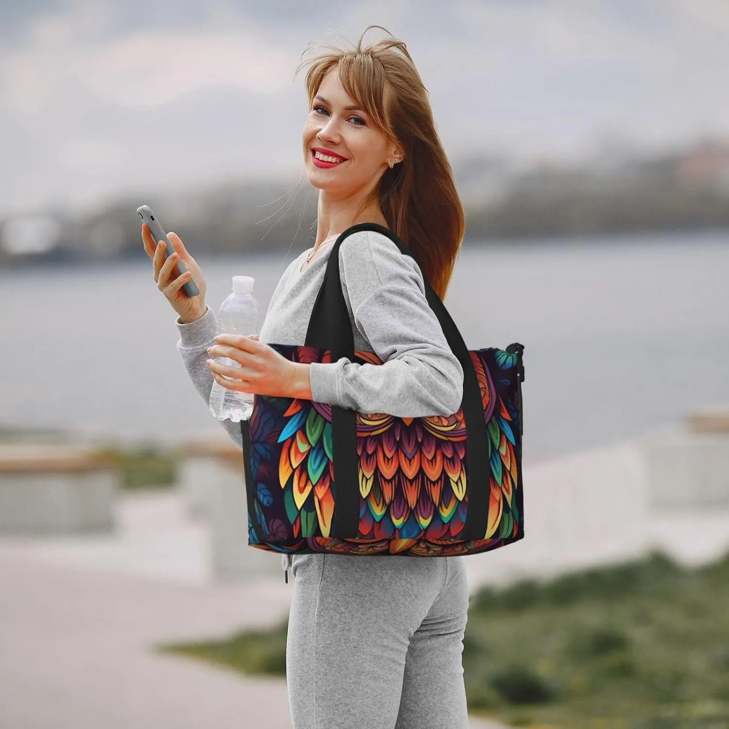 Gym Bags Small Color owl pattern Duffel Bag Overnight Bag with Shoe Compartment Carryon Bag for Men Women