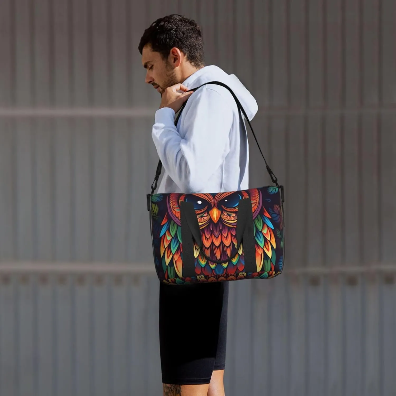 Gym Bags Small Color owl pattern Duffel Bag Overnight Bag with Shoe Compartment Carryon Bag for Men Women