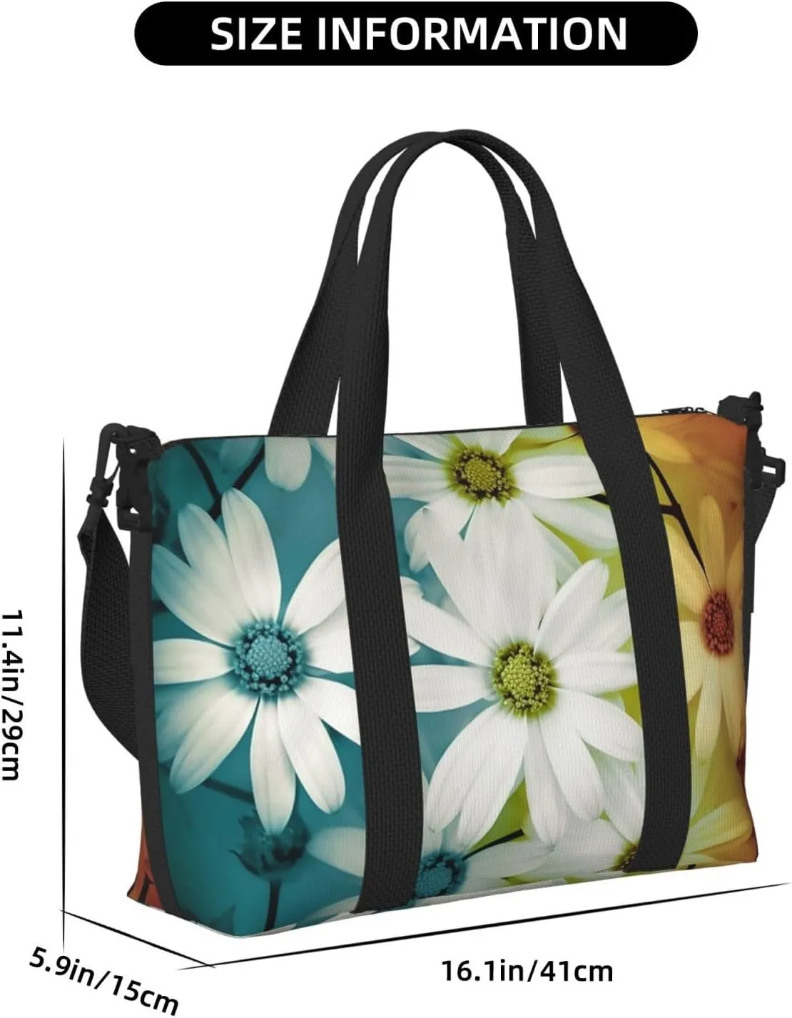 Gym Bags Small Daisy Flowers Duffel Bag Overnight Bag with Shoe Compartment Carryon Bag for Men Women