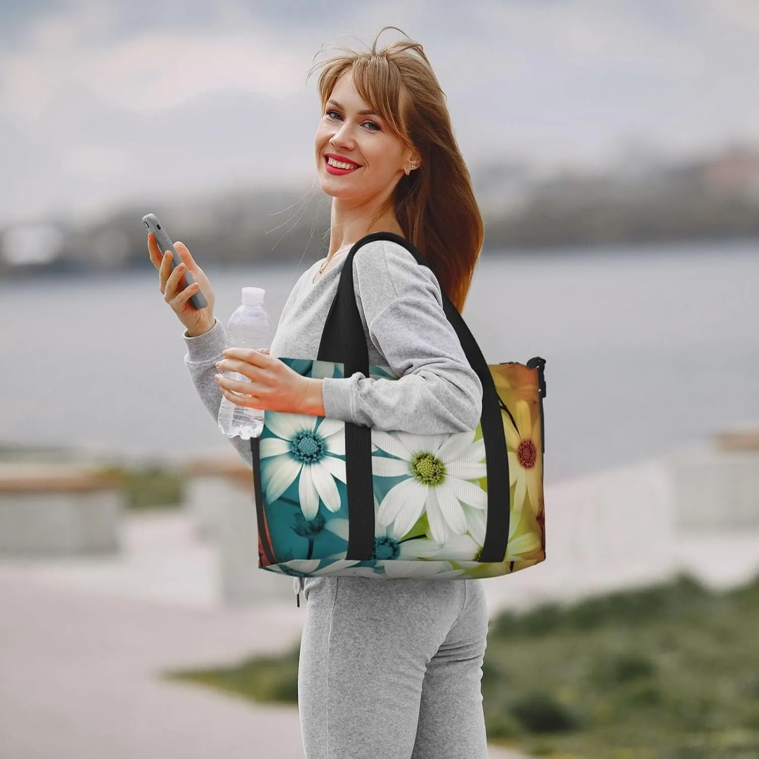 Gym Bags Small Daisy Flowers Duffel Bag Overnight Bag with Shoe Compartment Carryon Bag for Men Women