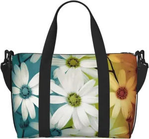Gym Bags Small Daisy Flowers Duffel Bag Overnight Bag with Shoe Compartment Carryon Bag for Men Women