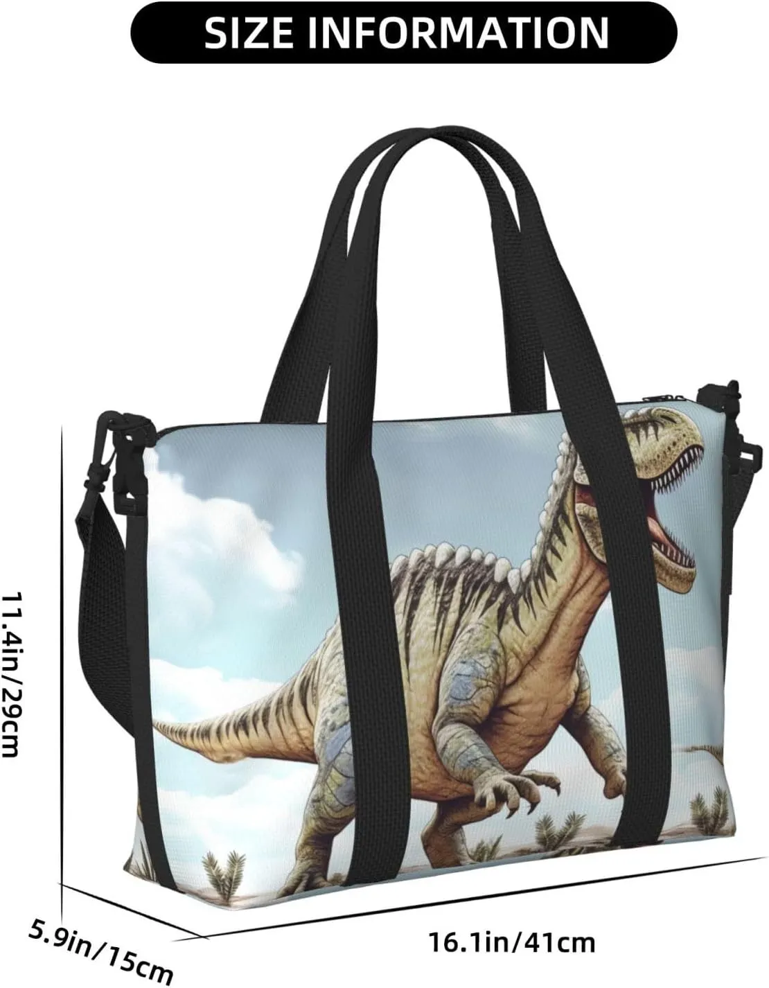 Gym Bags Small Dinosaur Walking Duffel Bag Overnight Bag with Shoe Compartment Carryon Bag for Men Women