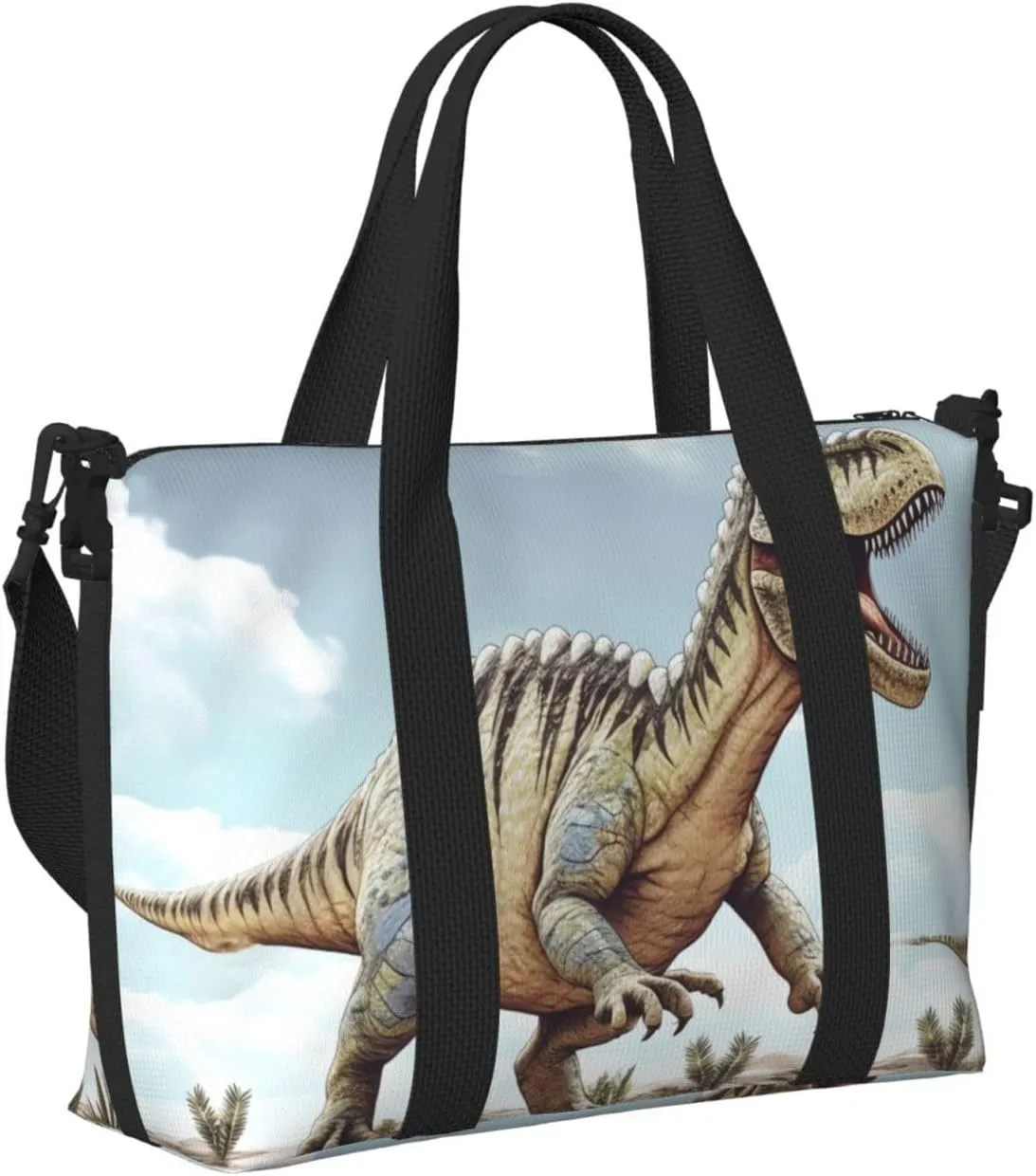 Gym Bags Small Dinosaur Walking Duffel Bag Overnight Bag with Shoe Compartment Carryon Bag for Men Women