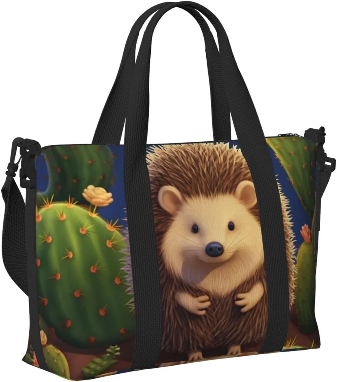 Gym Bags Small Hedgehog Cactus Duffel Bag Overnight Bag with Shoe Compartment Carryon Bag for Men Women