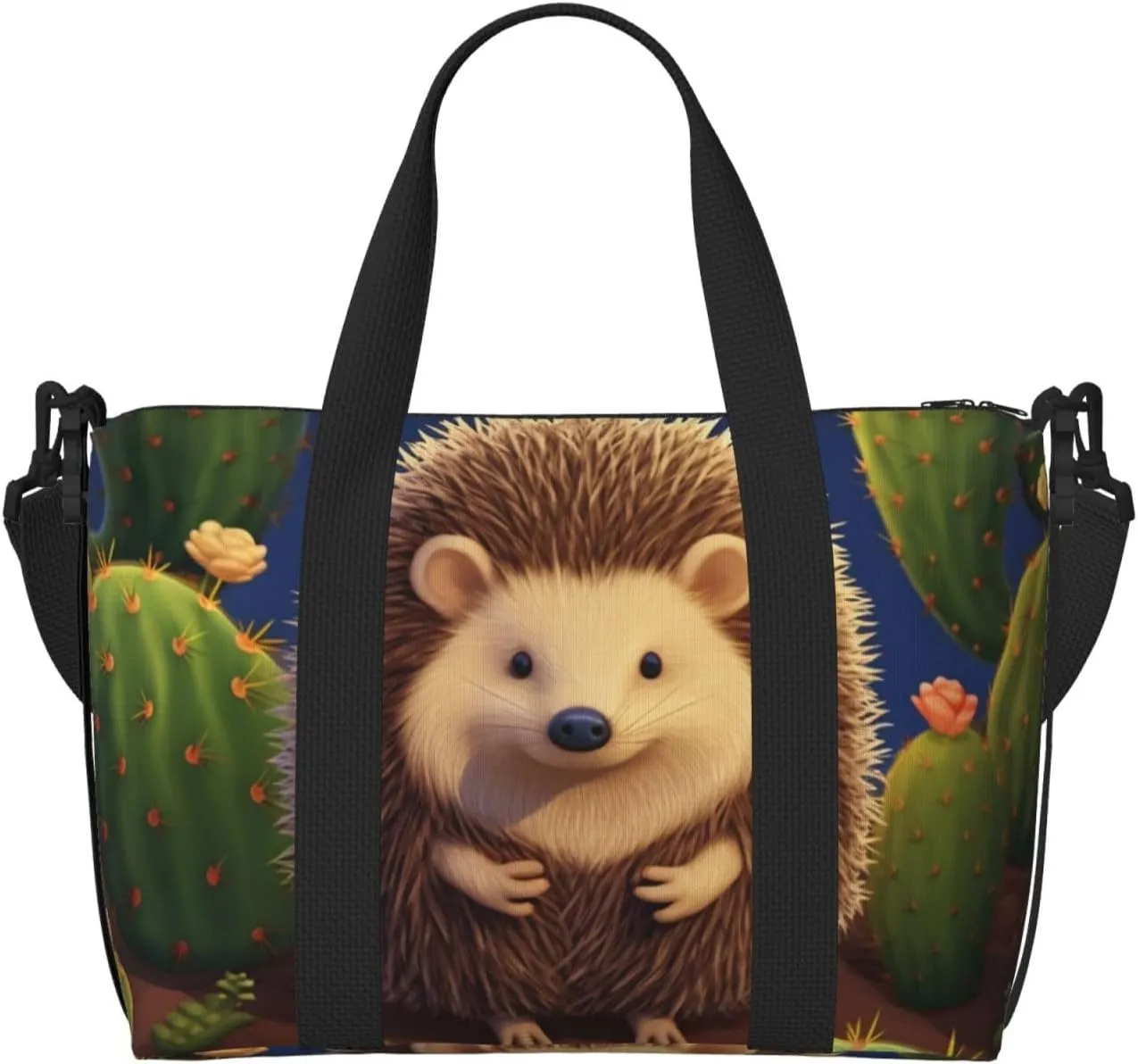 Gym Bags Small Hedgehog Cactus Duffel Bag Overnight Bag with Shoe Compartment Carryon Bag for Men Women