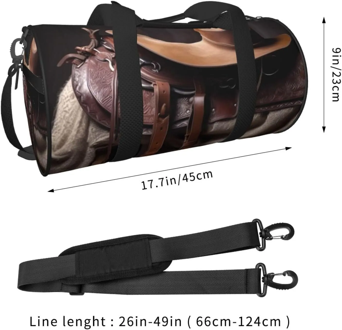 Gym Bags Small Horse Saddle with Cowboy Hat Duffel Bag Overnight Bag with Shoe Compartment Carryon Bag for Men Women