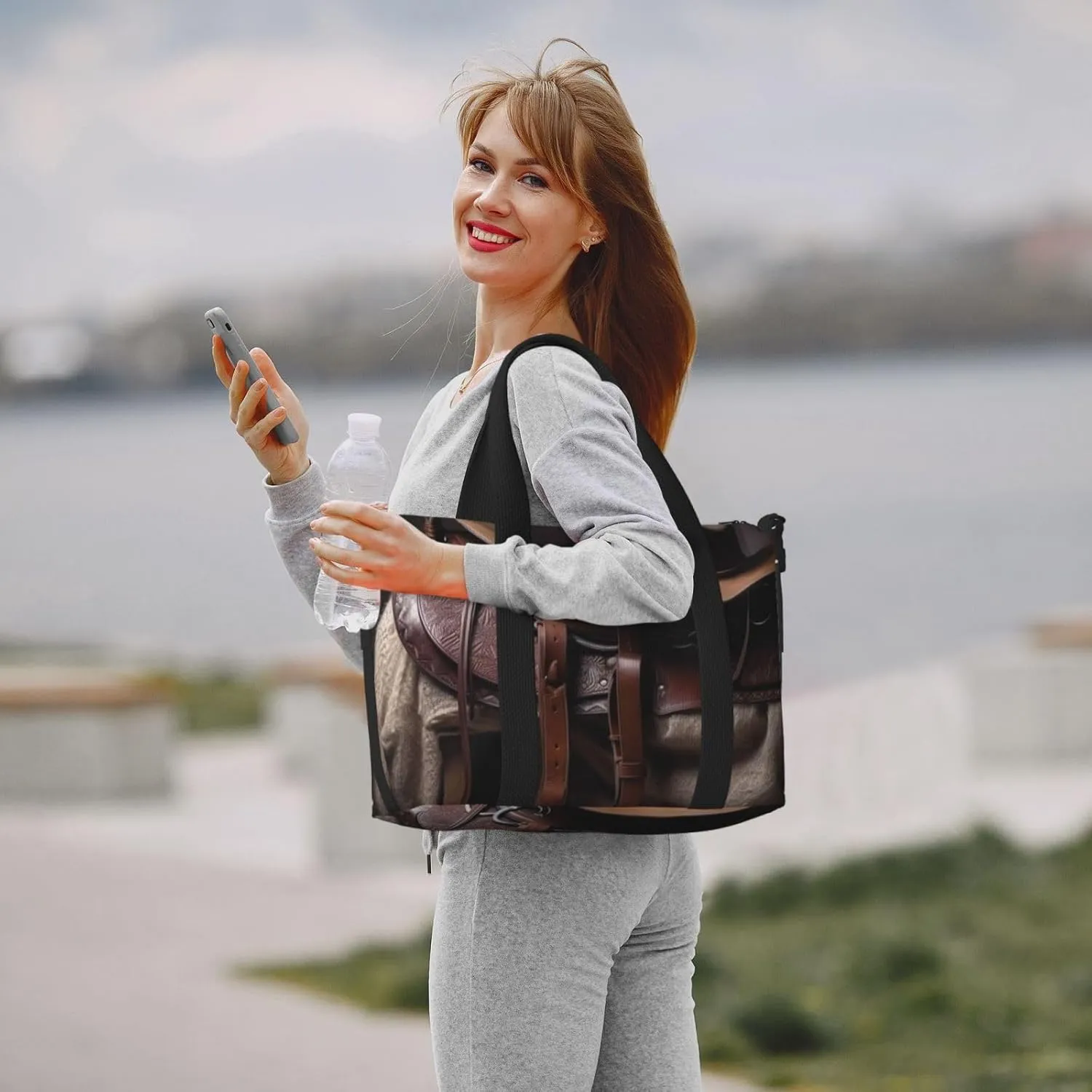 Gym Bags Small Horse Saddle with Cowboy Hat Duffel Bag Overnight Bag with Shoe Compartment Carryon Bag for Men Women