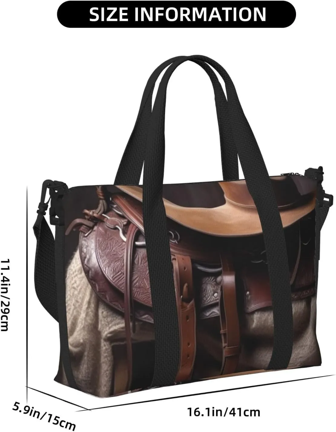 Gym Bags Small Horse Saddle with Cowboy Hat Duffel Bag Overnight Bag with Shoe Compartment Carryon Bag for Men Women