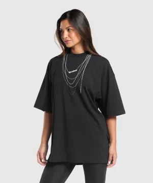 Gymshark Elevate Chain Oversized T-Shirt - Black