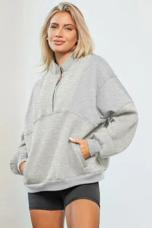 Half Zip Dropped Shoulder Sweatshirts