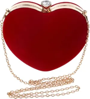 Heart Shaped Women Evening Bags Chain Shoulder Purse Day Clutches Evening Bags For Party Wedding