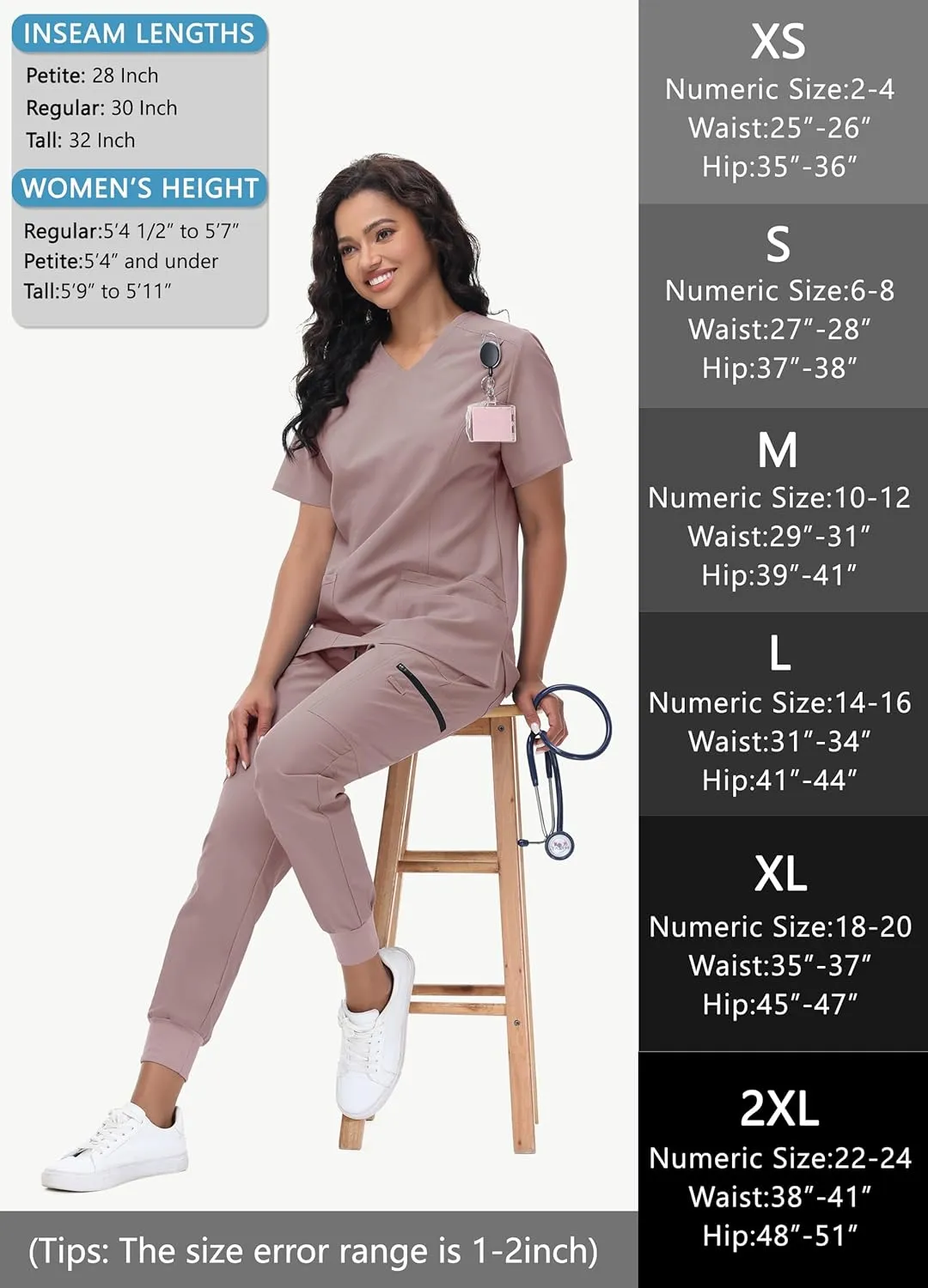 High Waisted Jogger Style Scrub Pants for Women - 8 Pockets Medical Bottoms Tapered Yoga Waistband Ribbed Ankle Cuffs