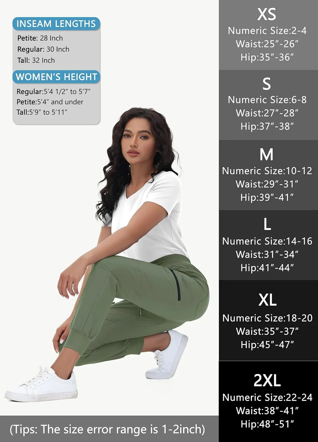 High Waisted Jogger Style Scrub Pants for Women - 8 Pockets Medical Bottoms Tapered Yoga Waistband Ribbed Ankle Cuffs