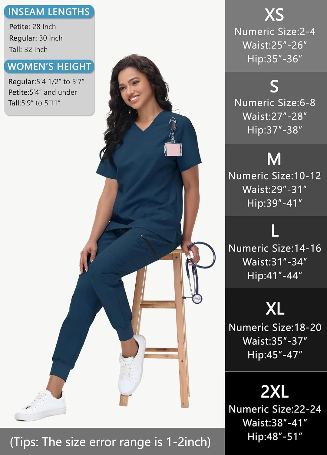 High Waisted Jogger Style Scrub Pants for Women - 8 Pockets Medical Bottoms Tapered Yoga Waistband Ribbed Ankle Cuffs