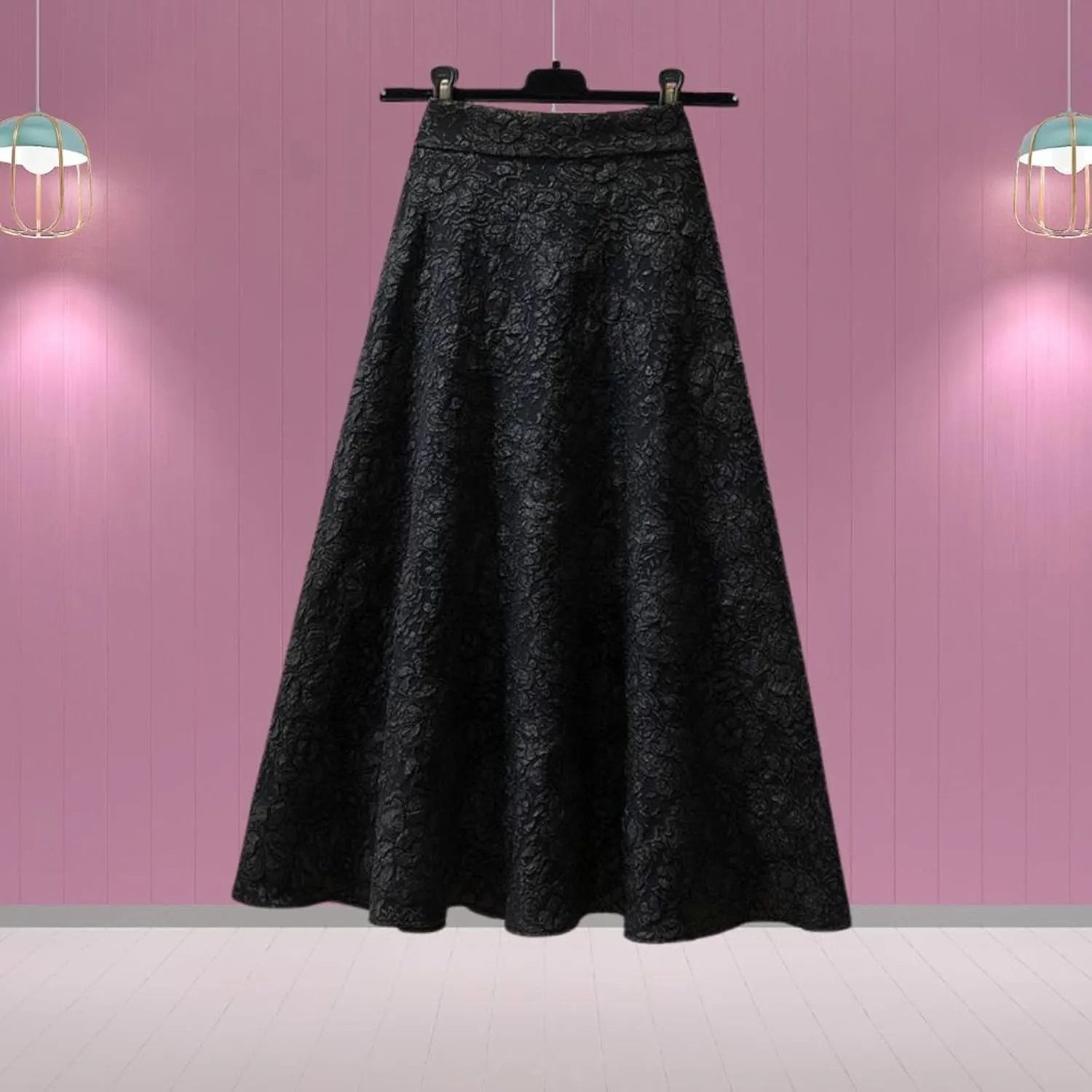 High Waisted Skirts for Women, Ladies Flower Jacquard High Waist Summer Lounge Midi Skirts for Vacation