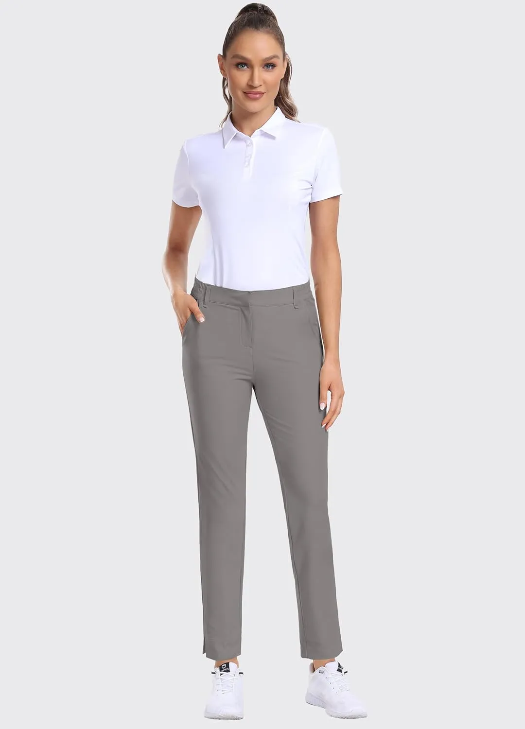 Hiverlay Womens Golf Pants Stretch Work Ankle Pants with Pockets Quick Dry Straight Business Casual Hiking Pants
