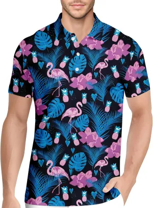 HIVICHI Funny Mens Golf Shirt Graphic Moisture Wicking Performance Golfing Print Athletic Polo Shirts for Men