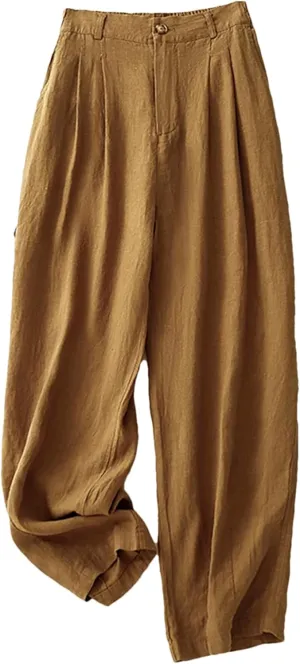 Hndudnff Women Summer Casual Cotton Harem Pants Loose Draped Office Straight Long Trousers