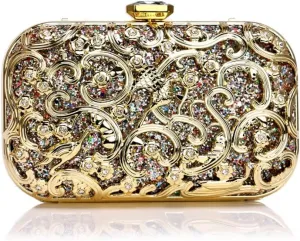 Hollow Out Women Evening Bags Sequined Wedding Party Clutches Small Chain Shoulder Lady Handbags Purse