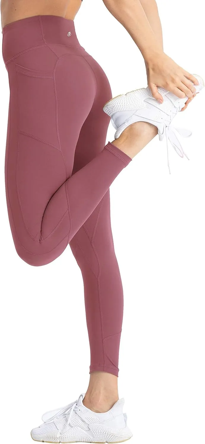 Hopgo Women's High Waisted Yoga Pants 7/8 Length Leggings with Pockets Tummy Control Workout Leggings