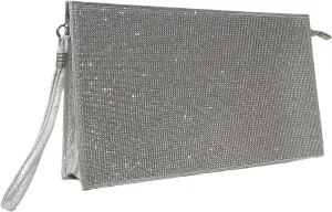 HUANG ZHUANG Large Wristlet Handbag for Women Evening Bags Envelope Clutches Purses with Rhinestones Party Prom Handbag