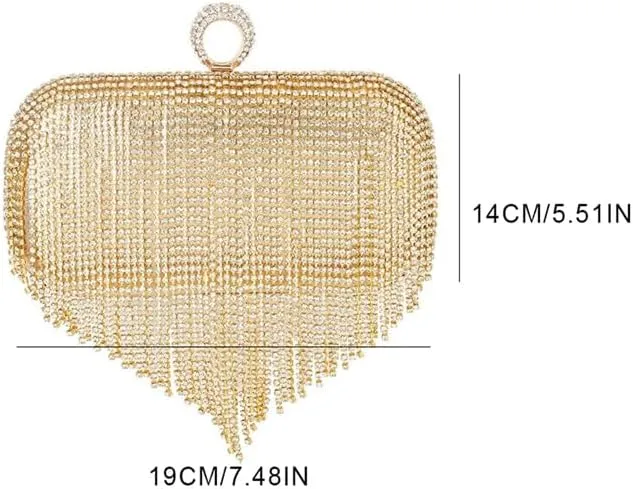 HUFFA Female Evening Bag Clutches, Small Portable Rhinestone Tassels Handbag Purse Nice Gift for Women (Color : Black)