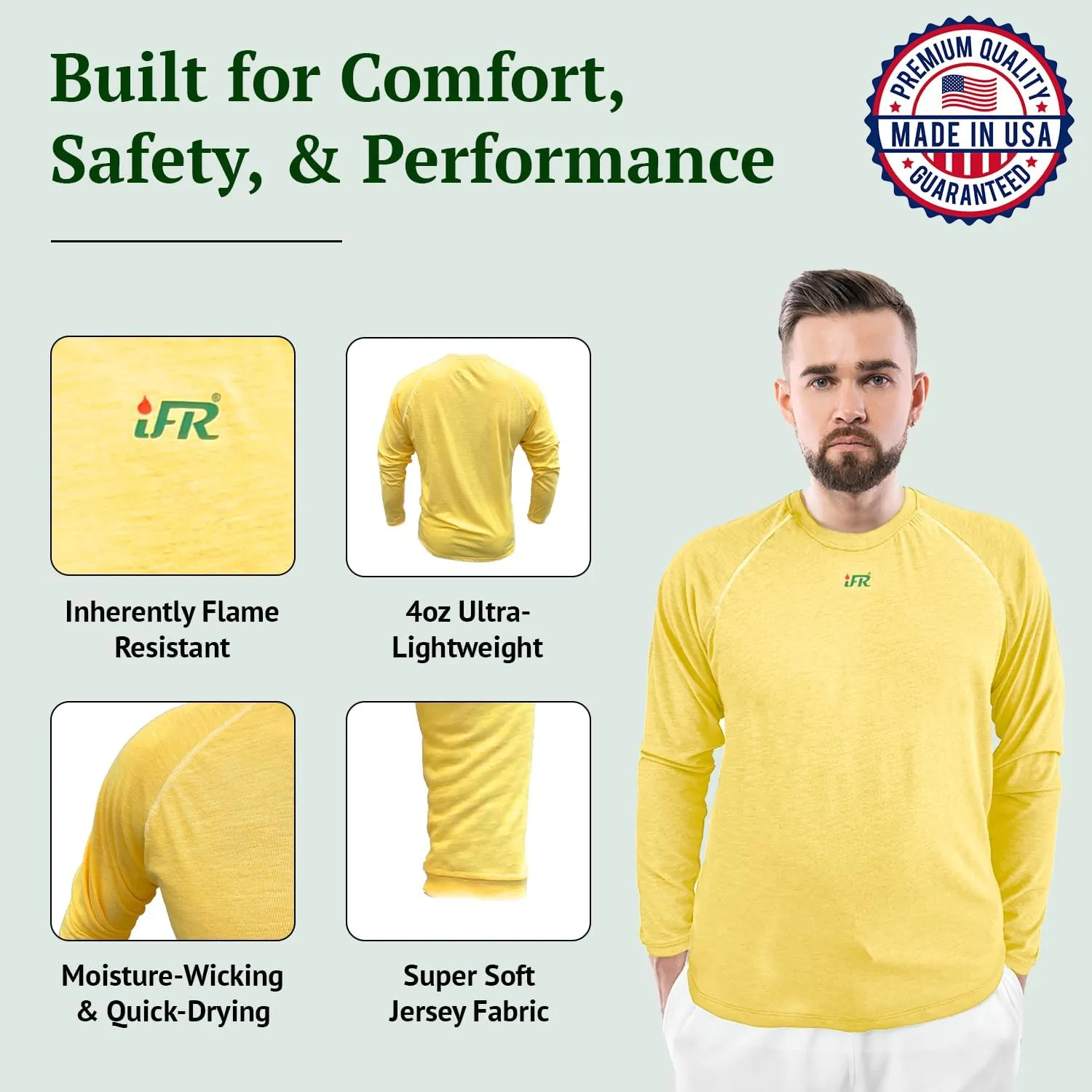 iFR Base Layer - Mens Long Sleeve Tee Shirts - Fire Resistant Shirts for Men - Fire Resistant Clothing