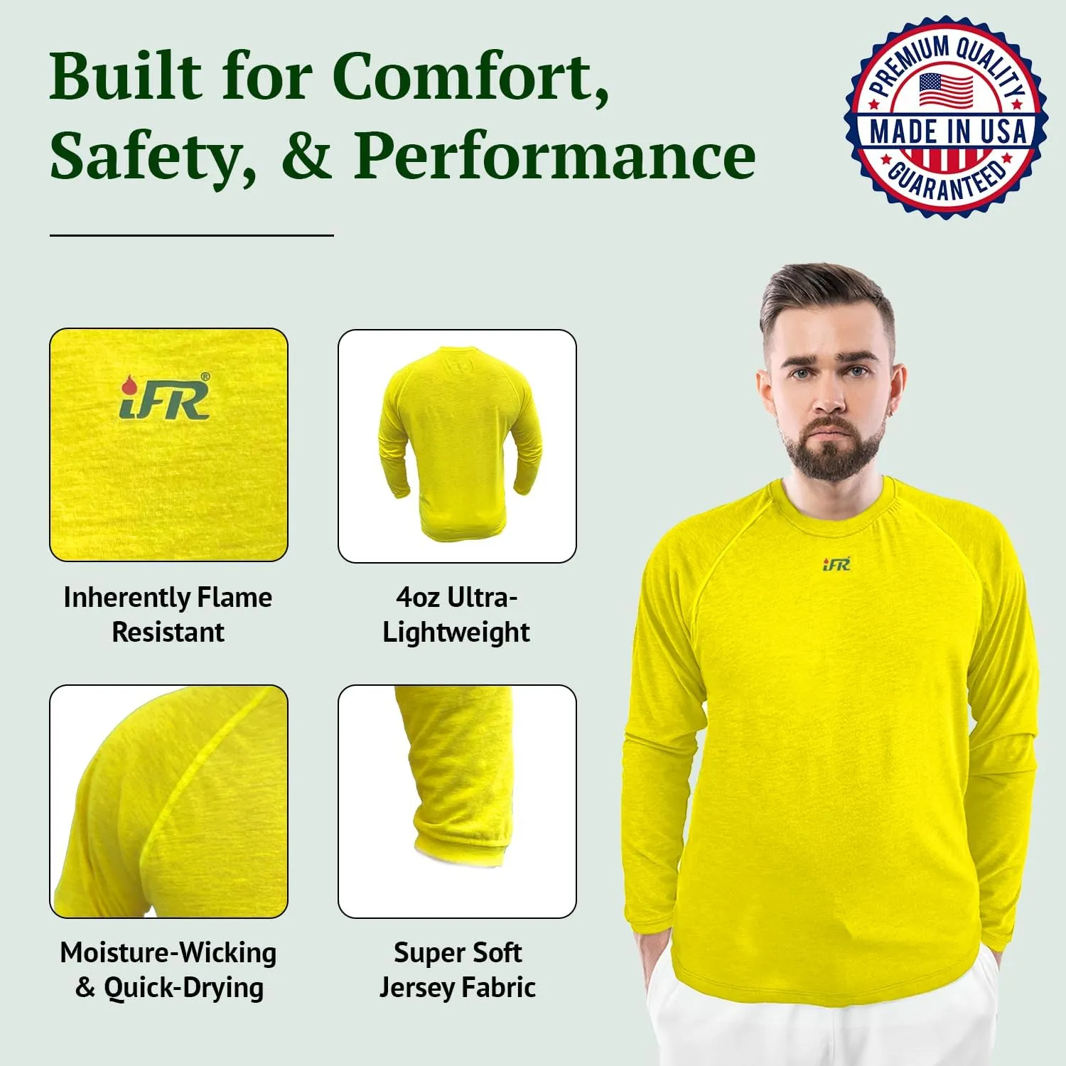 iFR Base Layer - Mens Long Sleeve Tee Shirts - Fire Resistant Shirts for Men - Fire Resistant Clothing