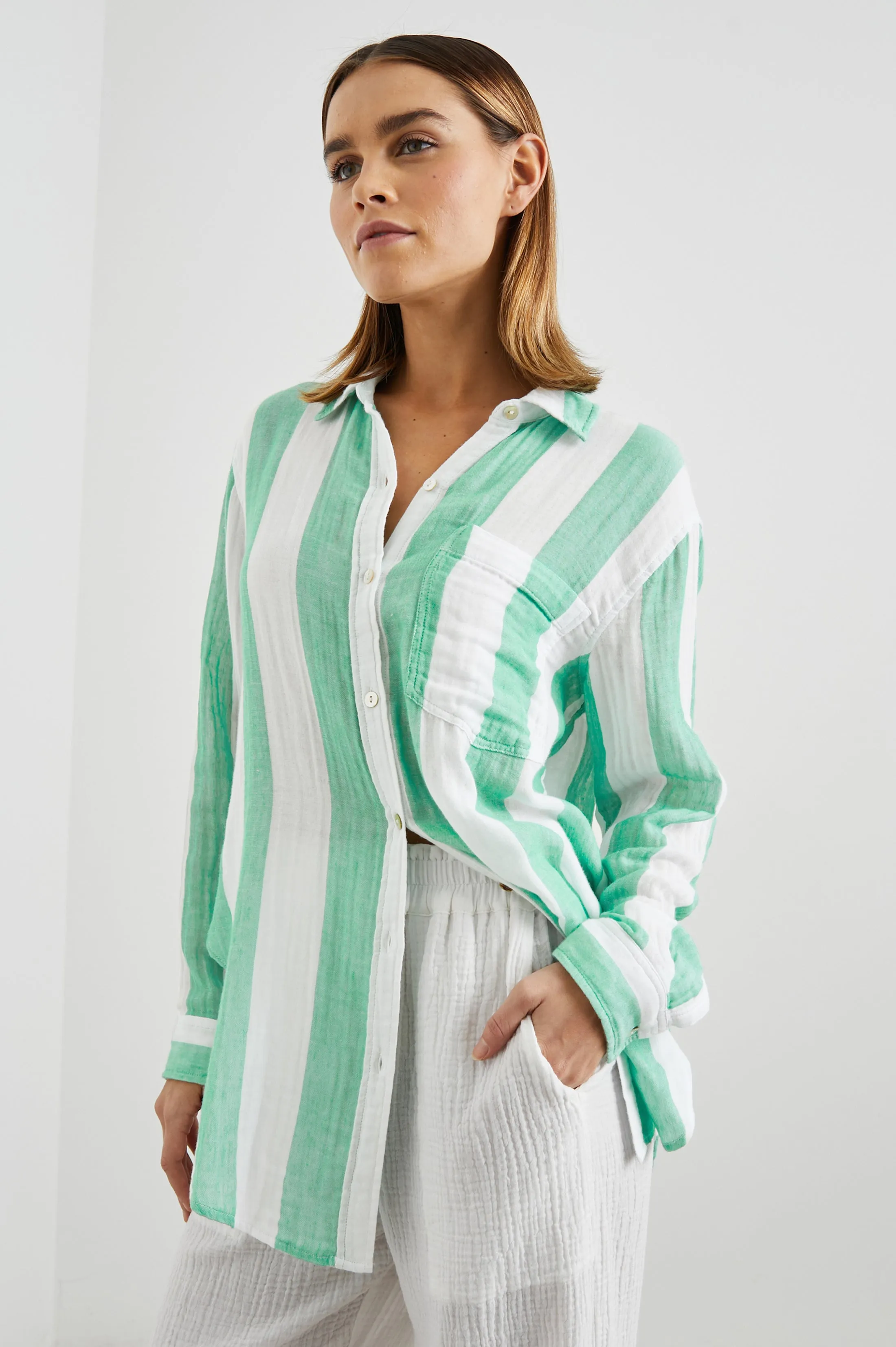 Jaylin Shirt Jade Stripe