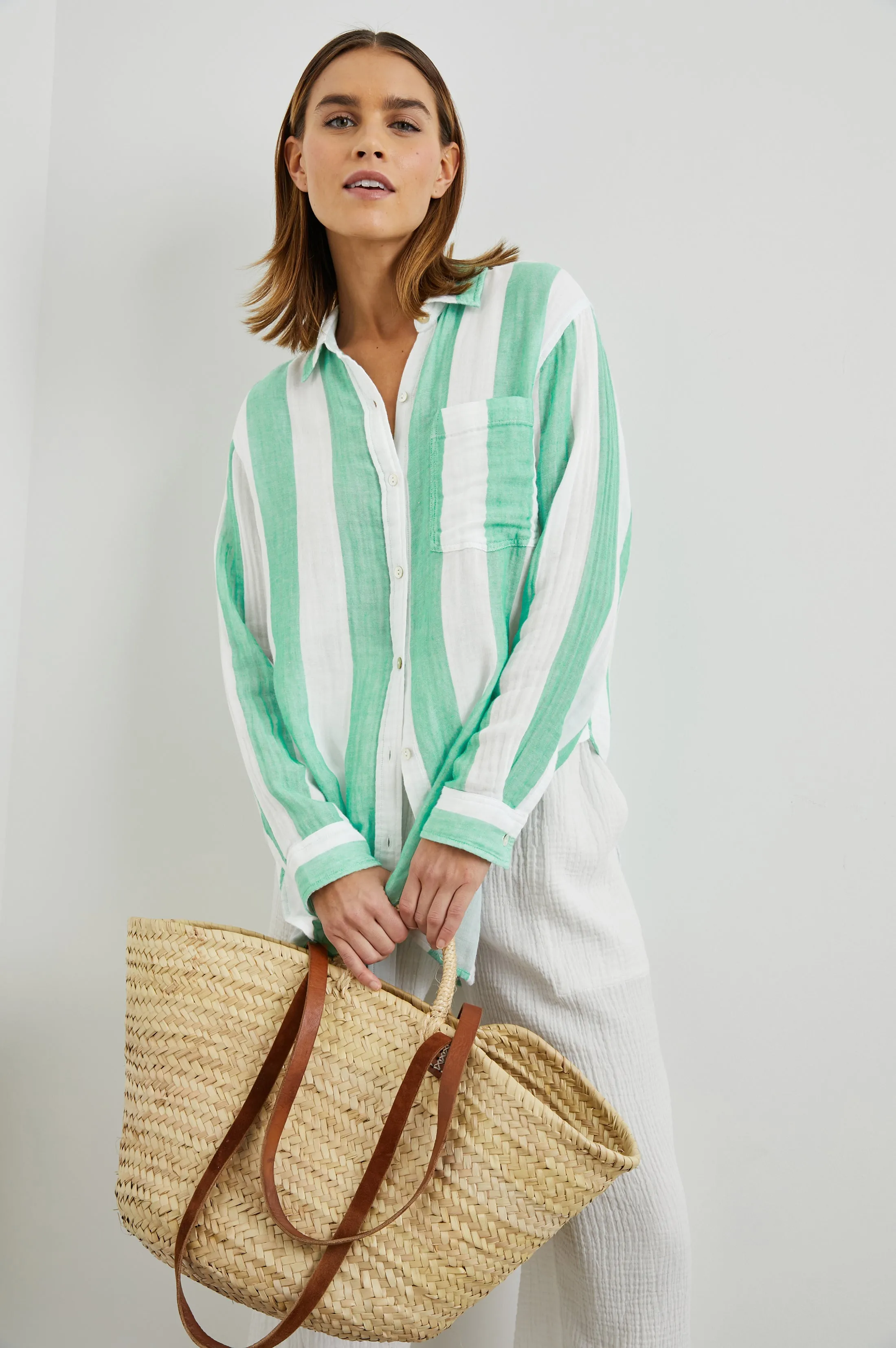 Jaylin Shirt Jade Stripe