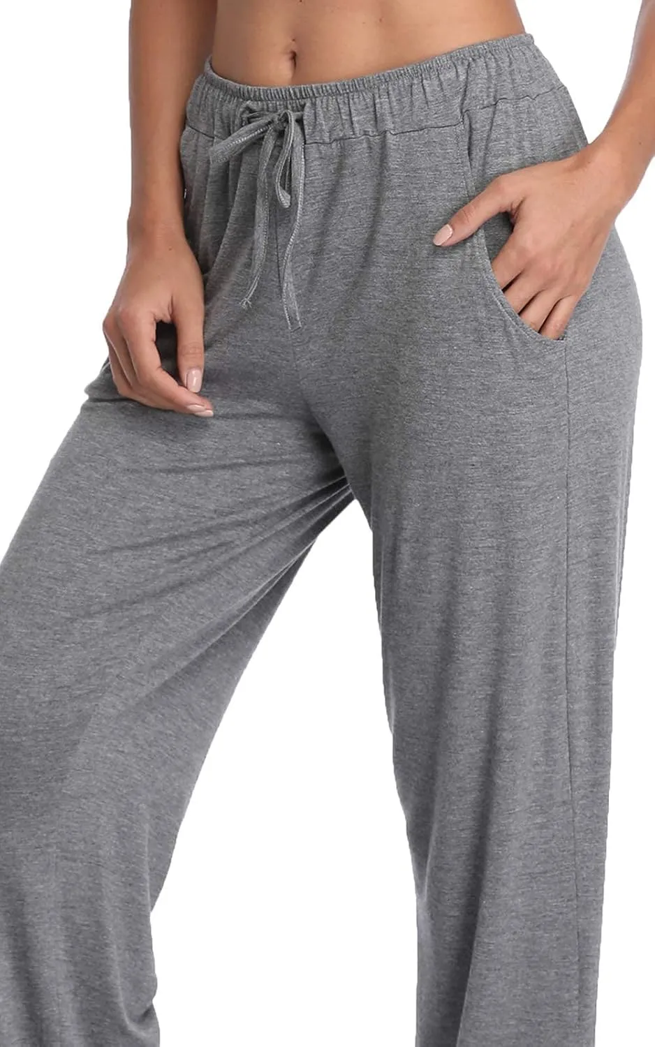 Jorlyen Women's Yoga Pants Long Modal Comfy Drawstring Trousers Loose Straight-Leg for Yoga Running Sporting with Pockets