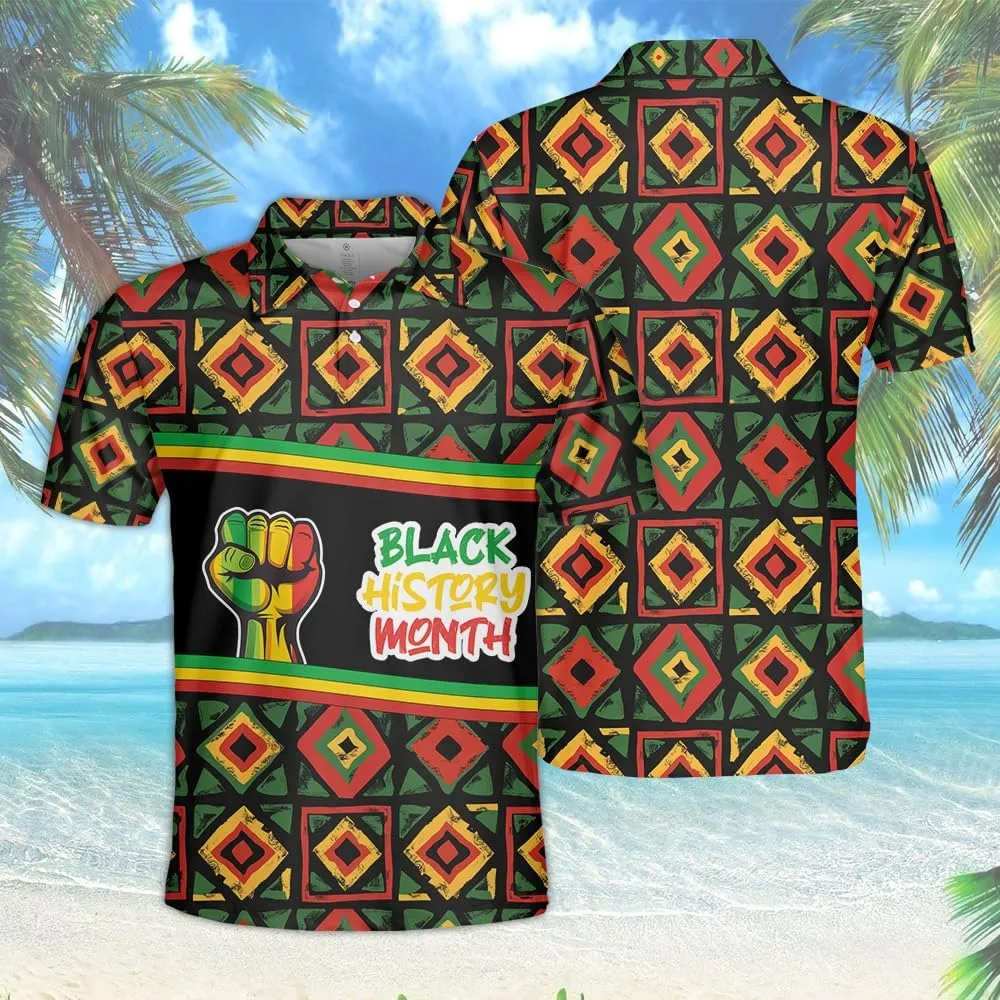 Juneteenth Polo Shirts for Men-Black History Golf Moisture Dry Fit Short Sleeve Shirts S36