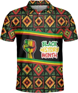Juneteenth Polo Shirts for Men-Black History Golf Moisture Dry Fit Short Sleeve Shirts S36