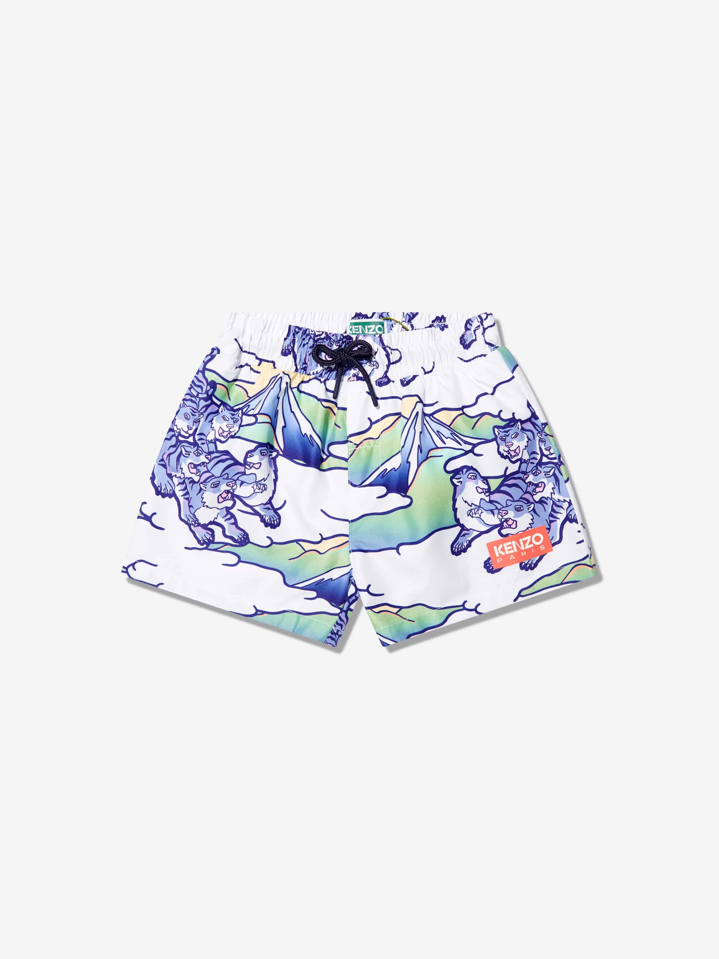 KENZO Boys Tigers Swim Shorts in Blue