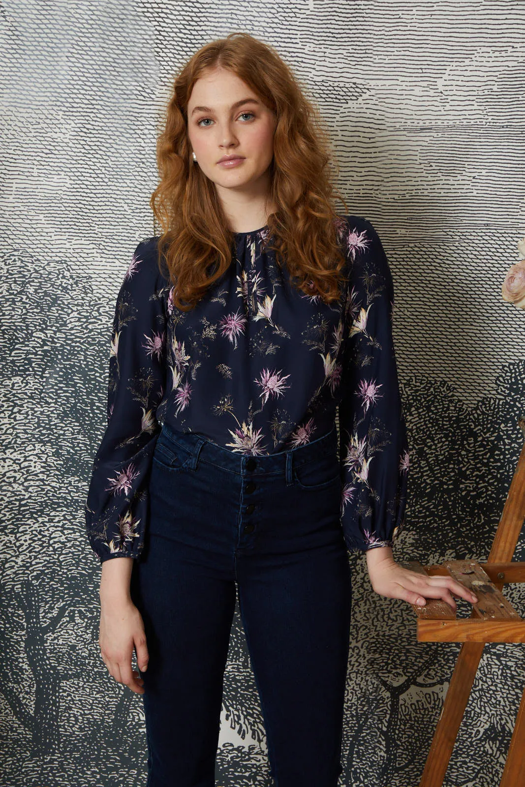 Keyhole Blouse - Lilac Thistle
