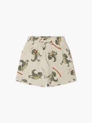 Konges Slojd Boys Organic Cotton Itty Dinosaur Shorts in Cream