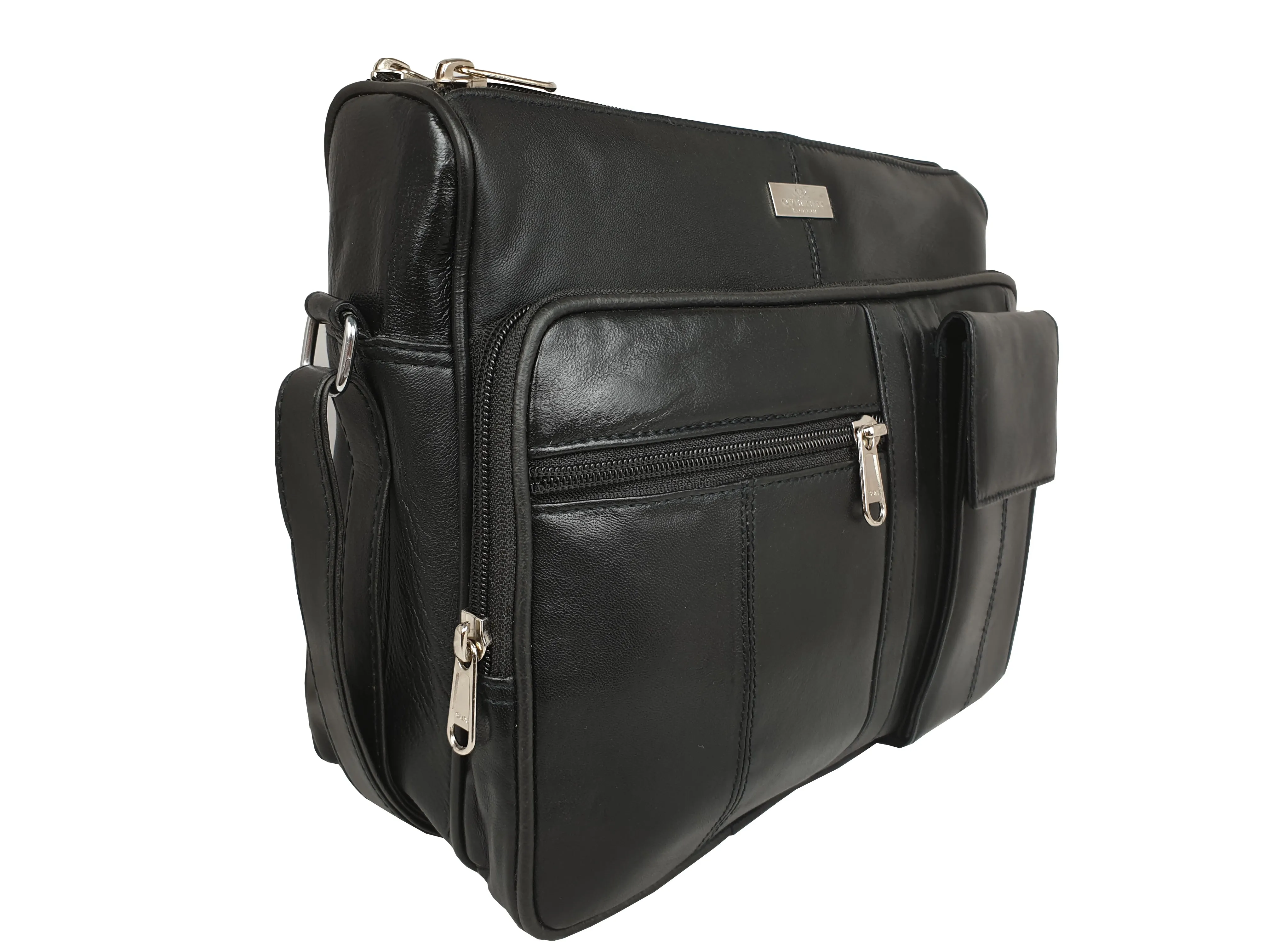Ladies Black Designer Leather Handbag, Crossbody Womens Shoulder Bag