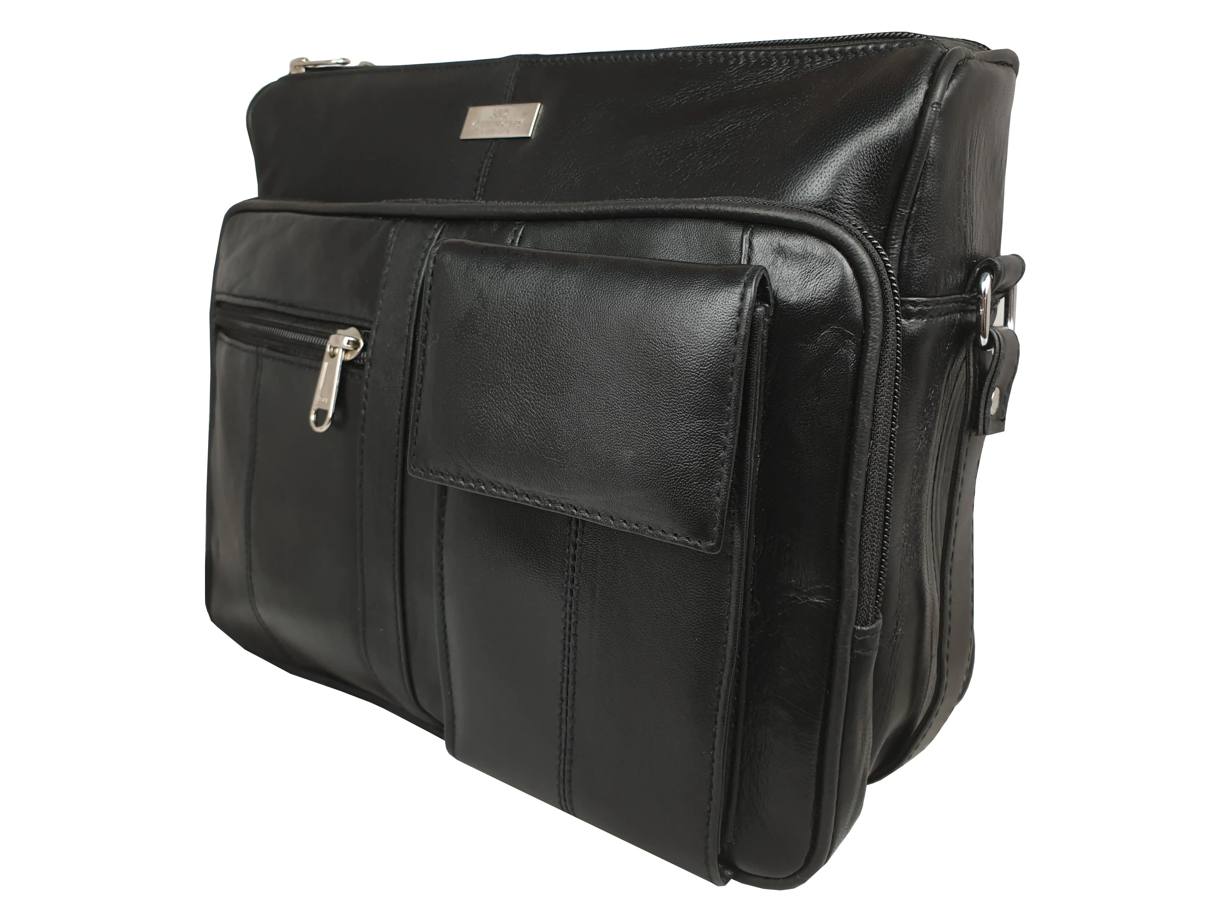 Ladies Black Designer Leather Handbag, Crossbody Womens Shoulder Bag