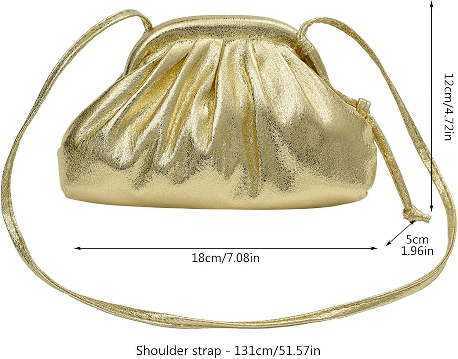 Ladies Crossbody Bag Clutch Clutch Clutch Clutches Large Capacity Pleated Bag Single Shoulder Cute (Black, One Size)