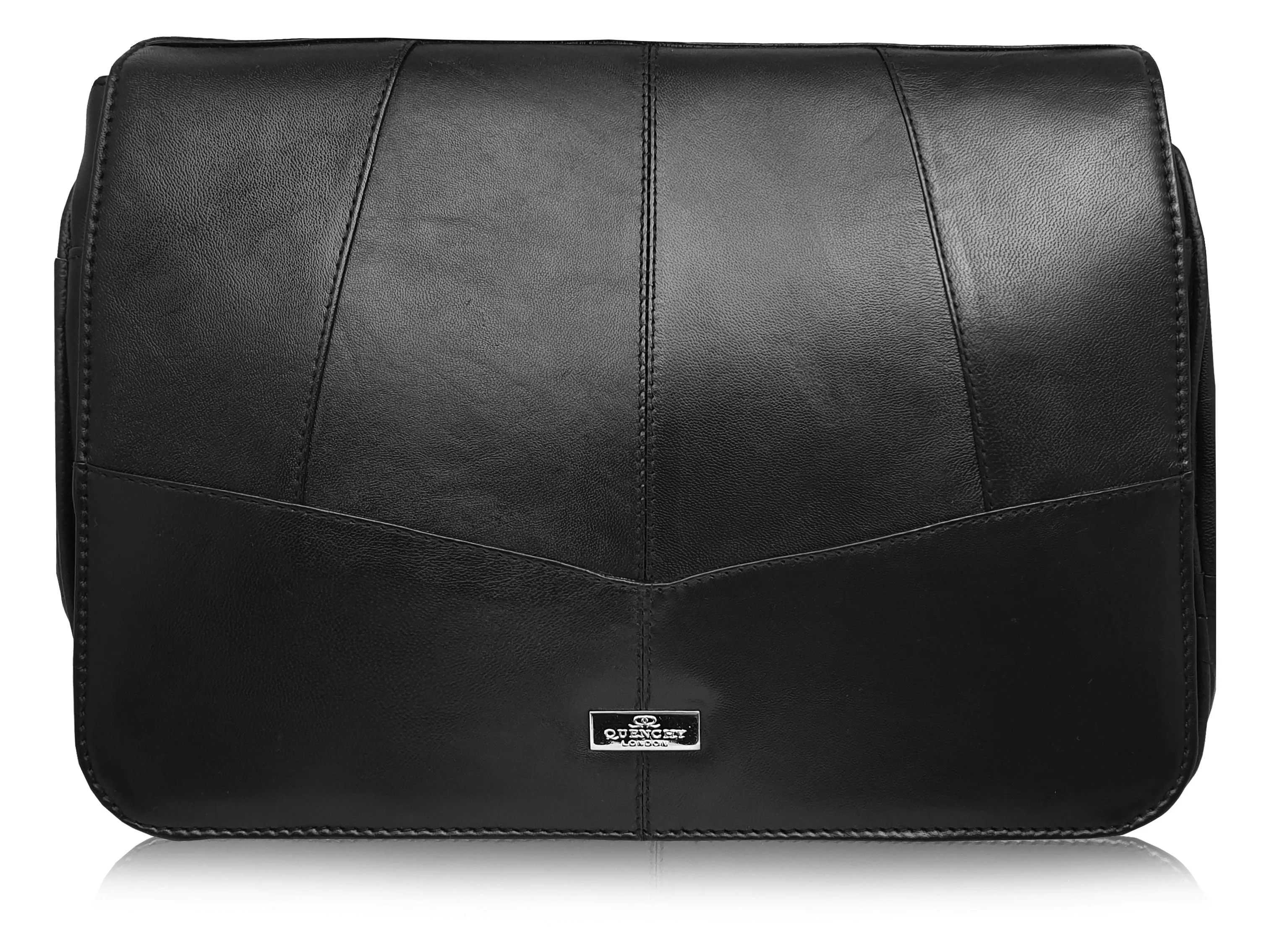 Ladies Leather Designer Handbag - Black Cross Body Medium Size Bag 975