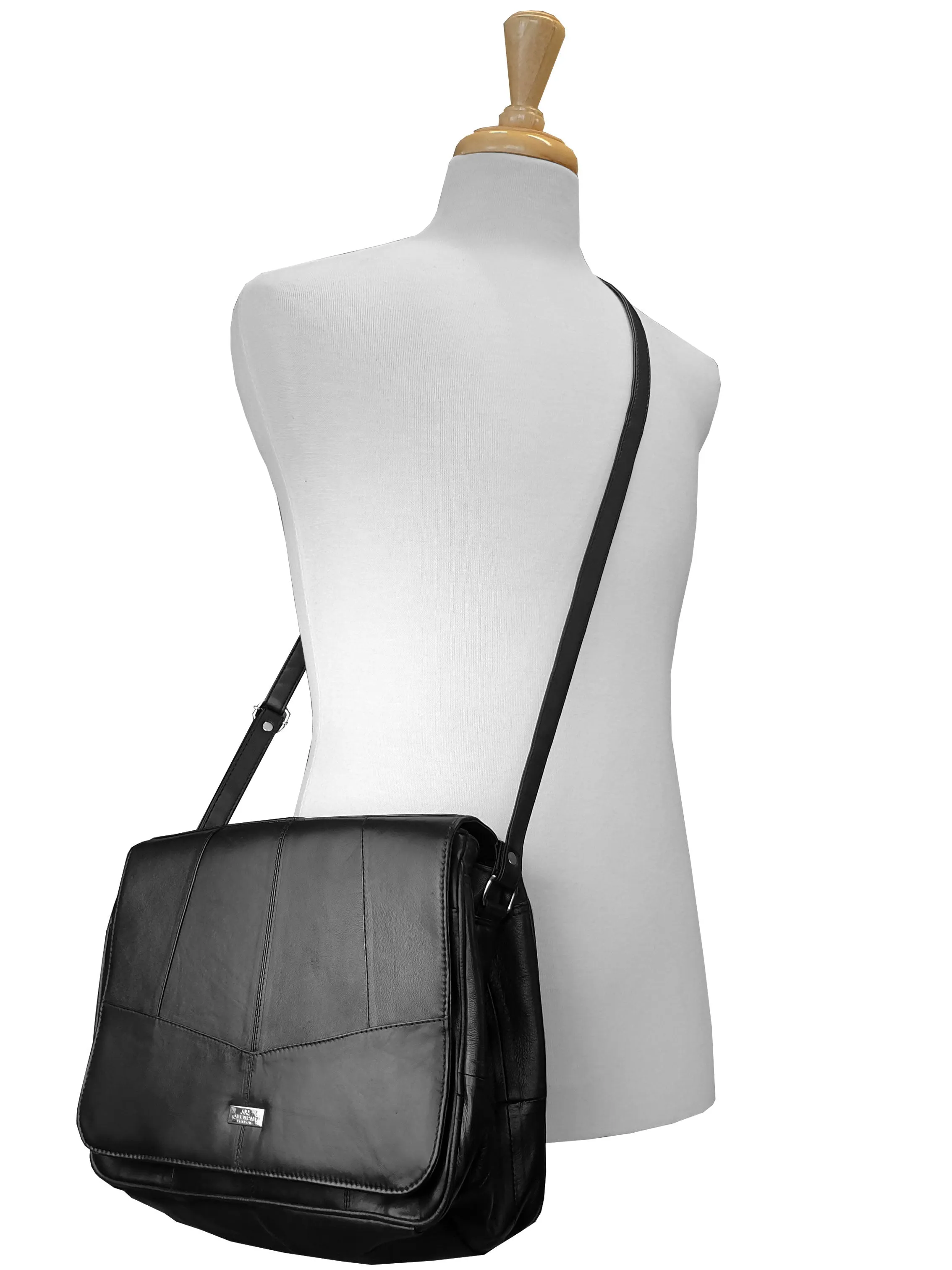 Ladies Leather Designer Handbag - Black Cross Body Medium Size Bag 975