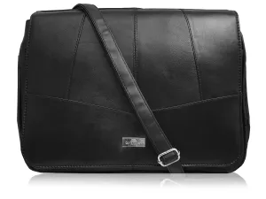 Ladies Leather Designer Handbag - Black Cross Body Medium Size Bag 975