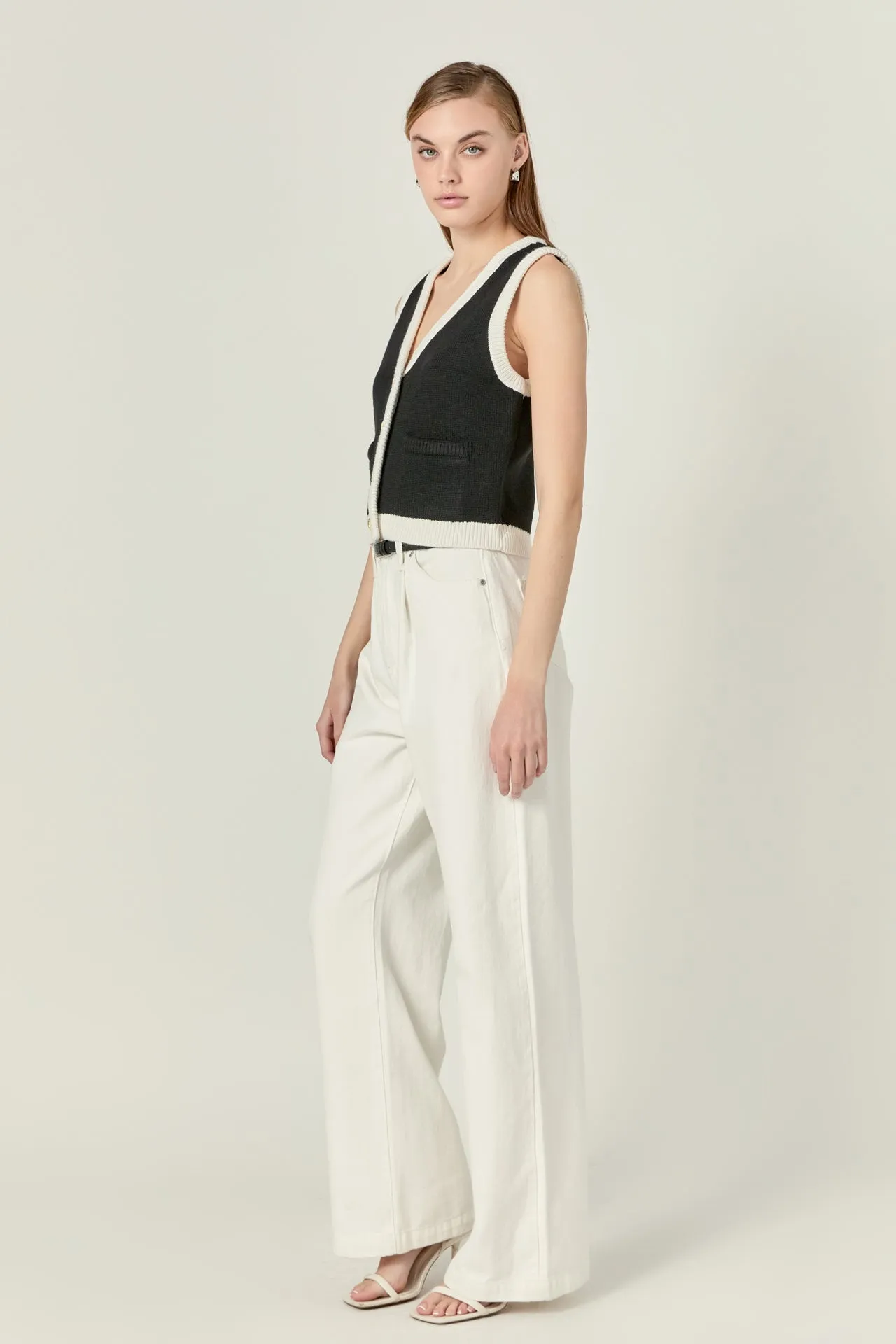Linda Black and White Knit Vest
