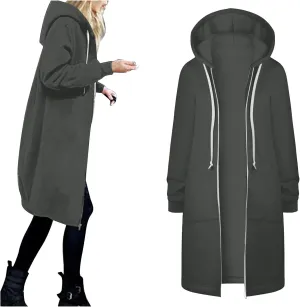 Long Sweatshirts For Women To Wear With Leggings Zip Up Hoodie Lightweight Oversized Jackets 2025 Coat with Pockets