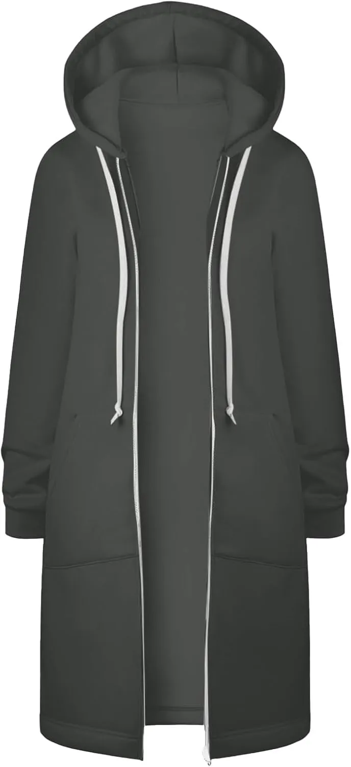 Long Sweatshirts For Women To Wear With Leggings Zip Up Hoodie Lightweight Oversized Jackets 2025 Coat with Pockets