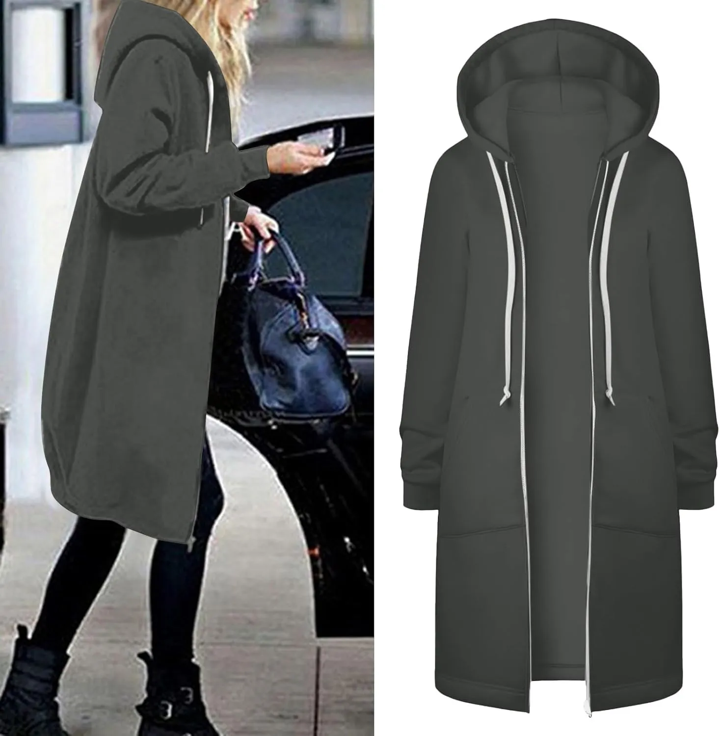 Long Sweatshirts For Women To Wear With Leggings Zip Up Hoodie Lightweight Oversized Jackets 2025 Coat with Pockets